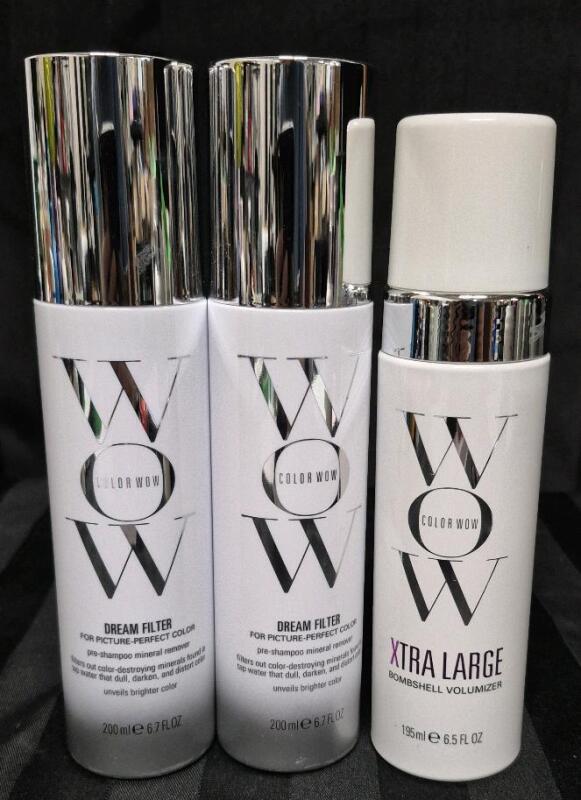 [See Desc] 3 Colour WOW Hair Products: 2x Dream Filter Pre-Shampoo Mineral Removers 200mL & Bombshell Volumizer 195 mL