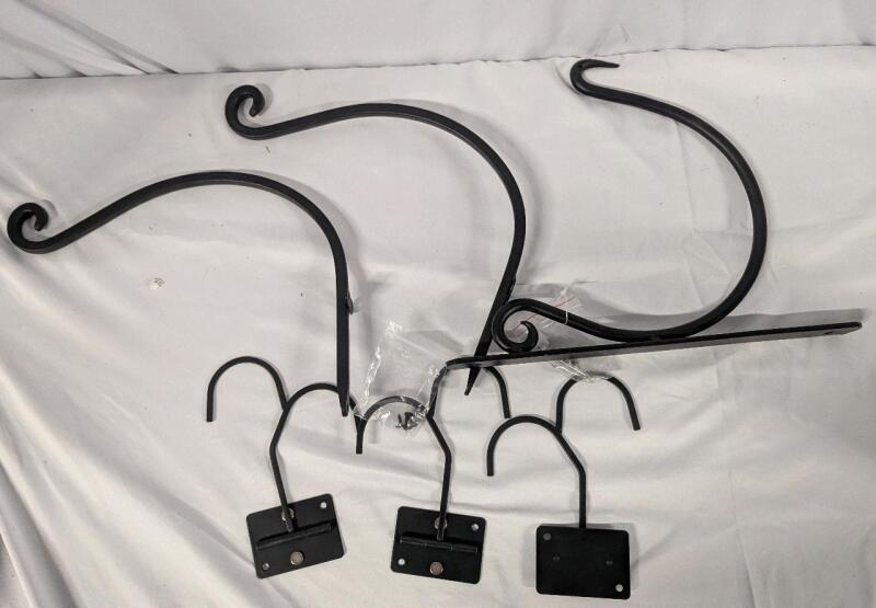 6 Metal Wall Mounted Hook. Largest Extends 10.25" From Wall.