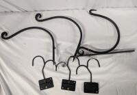 6 Metal Wall Mounted Hook. Largest Extends 10.25" From Wall.