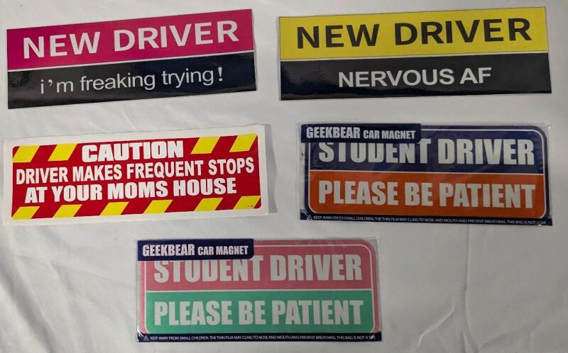 5 New Bumper Magnets/Stickers. Largest Measures 10" Long
