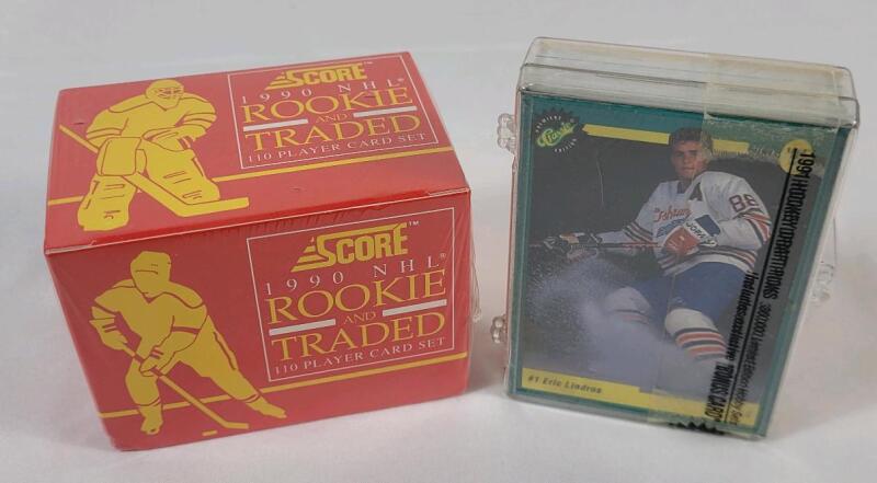 1990 Score NHL Hockey Rookie & Traded Sealed Set & 1991 Classic NHL Hockey Draft Set featuring Eric Lindros - Sealed .
