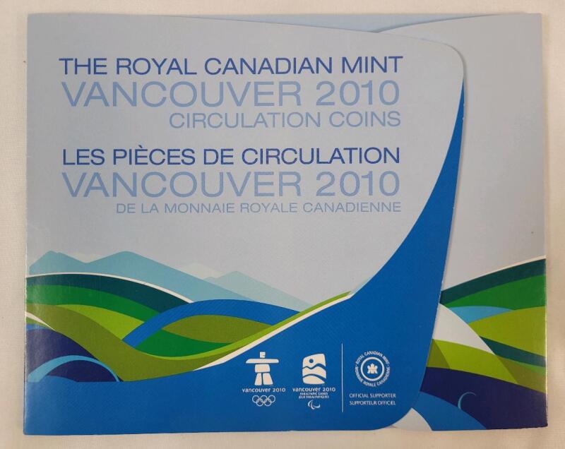 2010 Canadian Vancouver Olympic Coin Set w/Three (3) Colored Quarters