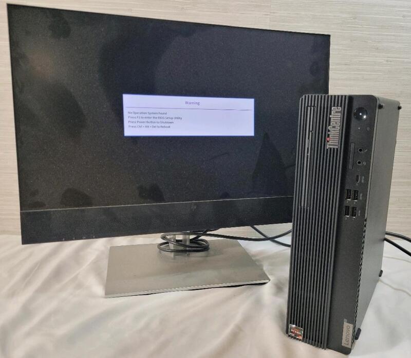 As Is - Lenovo ThinkCentre M75s Gen2 w/AMD Ryzen Pro 5 (power cord not included). Tested Powers Up , NO Operation System . Monitor in Photos NOT Included