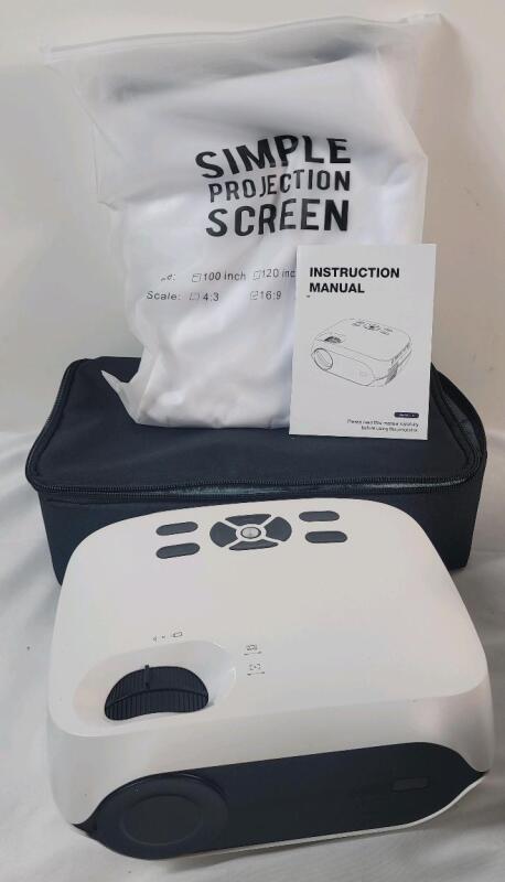 HAPPRUN 5G WiFi Bluetooth LED 1080p Native Portable Projector with 100" Screen+Bag- 12000 Lumens, 4K Support, 300" Outdoor Movie Projector Compatible with Smartphone, HDMI, USB, AV, TV Stick, and PS5 . Tested Powers Up , Not Tested Beyond Power Up