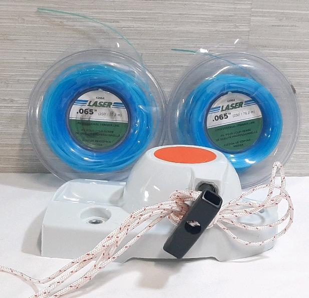 2 New Rolls Of Blue Trimmer Line & Lawnmower Pull Cord Piece(9" Long, 6" Wide)