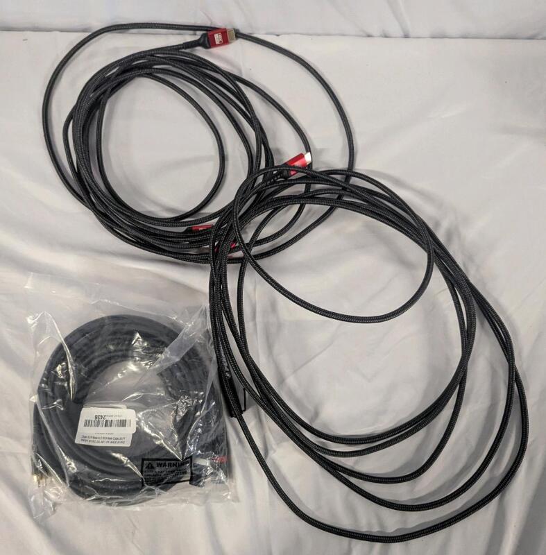 3 As New Cables. 1 30ft Dual XLR Make to 2 RCA Male Cable. And 2 16'+ HDMI Cables.