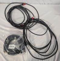 3 As New Cables. 1 30ft Dual XLR Make to 2 RCA Male Cable. And 2 16'+ HDMI Cables.