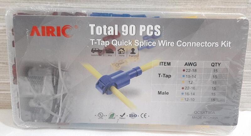 New Airic 90pc T-Tap Quick Splice Wire Connectors Kit