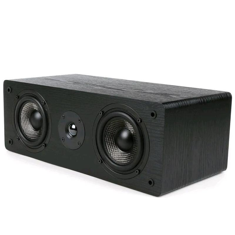 As New - Micca MB42-C Center Channel Speaker with Dual 4-Inch Carbon Fiber Woofer and Silk Dome Tweeter, Black