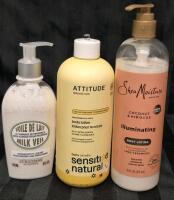 [See Desc] 3 Body Lotions: L'Occitane Milk Veil Lotion 240mL, Attitude Natural Care Body Lotion 473mL & Shea Moisture Coconut & Hibiscus Body Lotion 473mL
