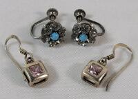 Two (2) Pair Sterling Silver Earrings .