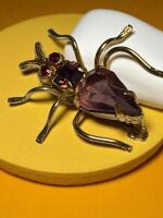 Vintage Amethyst Bug Brooch 1 inch
