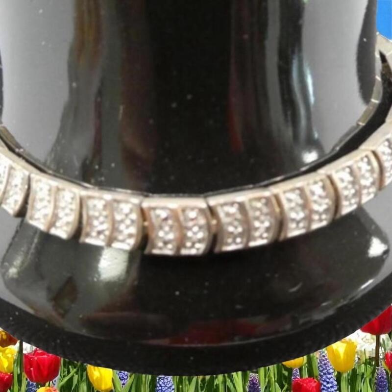 925 Sterling Marked Line Bracelet 8&rsquo;&rsquo; Safety with Box Clasp Hallmarked M in Diamond Shape Cartouche 13.22 grams