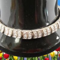 925 Sterling Marked Line Bracelet 8&rsquo;&rsquo; Safety with Box Clasp Hallmarked M in Diamond Shape Cartouche 13.22 grams
