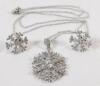 Sterling Silver Snowflake Pendant & Earring Set w/Sterling Silver Chain . Chain measures 17" long .