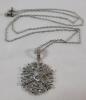 Sterling Silver Snowflake Pendant & Earring Set w/Sterling Silver Chain . Chain measures 17" long . - 2