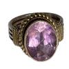 Marked 925 Sterling Silver Amethyst Large Oval Faceted Bezel Set Ring Stone Size 5.5 Makers Mark