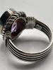 Marked 925 Sterling Silver Amethyst Large Oval Faceted Bezel Set Ring Stone Size 5.5 Makers Mark - 3