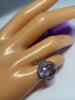 Marked 925 Sterling Silver Amethyst Large Oval Faceted Bezel Set Ring Stone Size 5.5 Makers Mark - 5