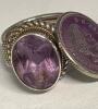 Marked 925 Sterling Silver Amethyst Large Oval Faceted Bezel Set Ring Stone Size 5.5 Makers Mark - 6