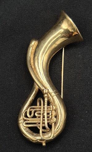 Vintage ROM Tenor Horn Brooch 2.5" Long