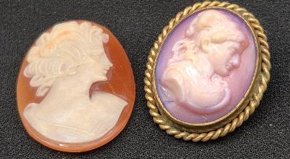 Vintage Shell Cameo & Cameo Brooch