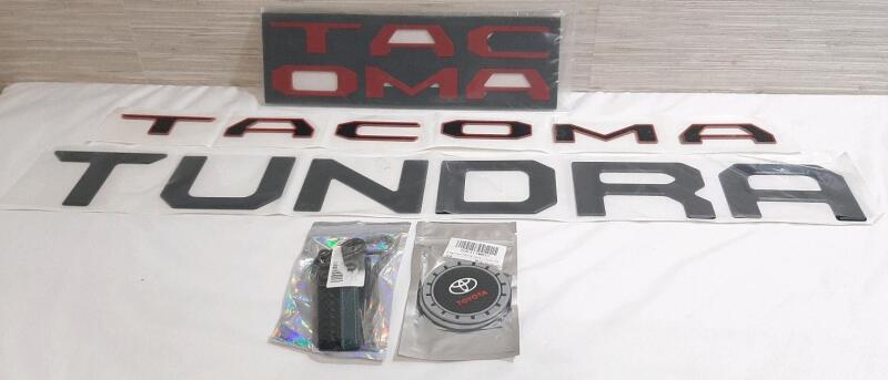 Lot of Car Decals and Accessories, Including Tacoma Stickers, Keyfobs
