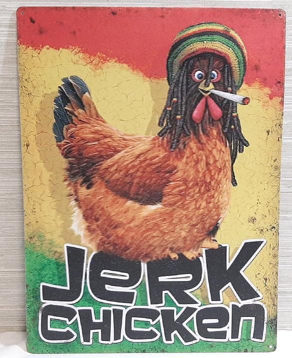 New "Jerk Chicken" Metal Sign (14"&times;12")