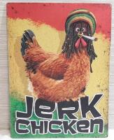 New "Jerk Chicken" Metal Sign (14"&times;12")