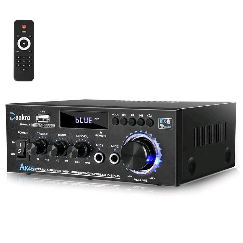 As New Daakro AK45 Stereo Audio Amplifier. 300W Home 2 Channel Wireless Bluetooth 5.0 Power Amplifier System.