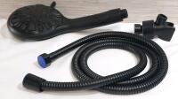 New Black Shower Head with Clip & Hose Cable