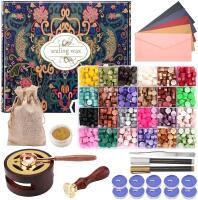 New Wax Seal Stamp Kit: 24 Colors and 624 Pcs Wax Seal Beads with Wax Seal Stamp, Sealing Wax Warmer, Wax Seal Metallic Pen and Envelope.
