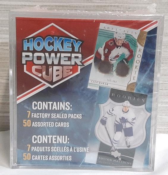 New in Box Hockey Power Cube | Includes 7 Factory Sealed Upper Deck NHL Hockey Trading Card Packs, 50 Cards Total