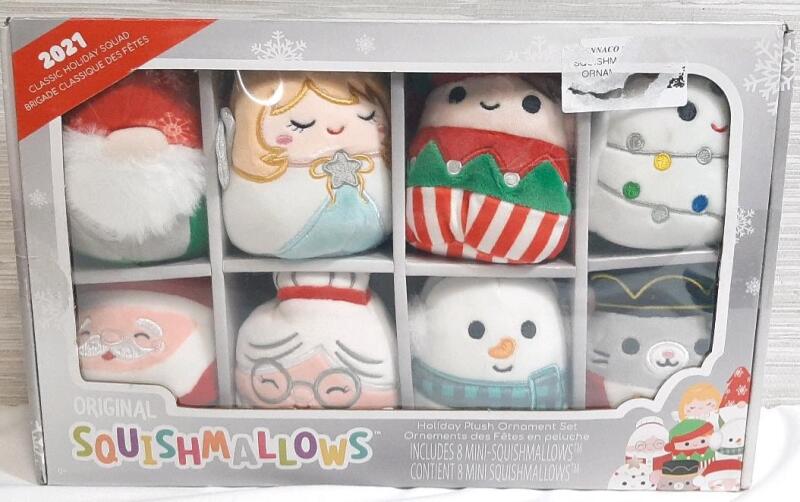 New In Box Squishmallows 2021 Classic Holiday Squad Plush Ornament Set | Includes 8 Mini-Squishmallows