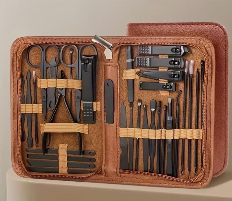 New 26 Professional Nail and Foot Massage and Care Set Stainless Steel rust-proof and durable keratin layer pliers + beauty tools Portable travel storage case Second Photo stick