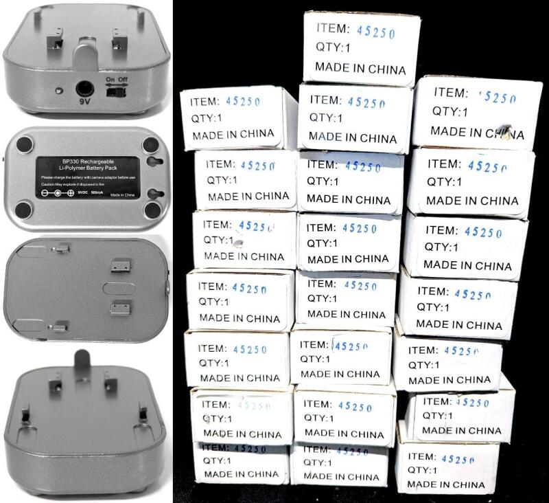 25 New MASTER BP330 rechargeable Li-Polymer Battery Pack Bases, 9vDC 500mA, Item# 45250 2" &times; 3"
