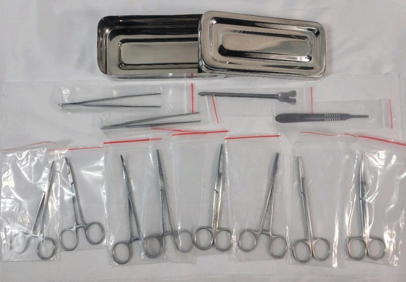 New - 13pc. Basic Minor Surgery Tools Kit w/Steel Box .
