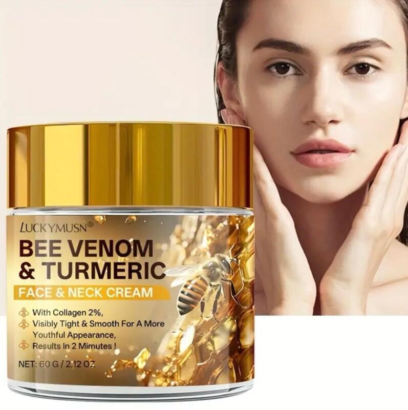 New 60g Bee Venom Turmeric Moisturizing Face and Neck Cream, with Retinol, Hyaluronic Acid, Collagen, Vitamin CE, Firms and Lifts Improves Elasticity and Radiance