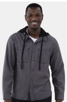 New Sz Small Men&rsquo;s ADTN Hooded Denim Shirt
