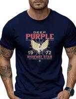 Size XXL Deep Purple Band Highway Star Retro Rock T-Shirt 1972 Classic Album Cover Design Men's Black Cotton Crew Neck Casual Tee Soft Breathable S/ Stock photo added