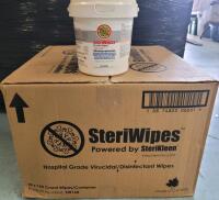 18 SteriWipes Virucidal Disinfectant & Cleaner Wipes for Hard Surfaces , Best Before 12/2023 . One (1) Container Opened and Still Has Moist Wipes . 160 Wipes Per Container