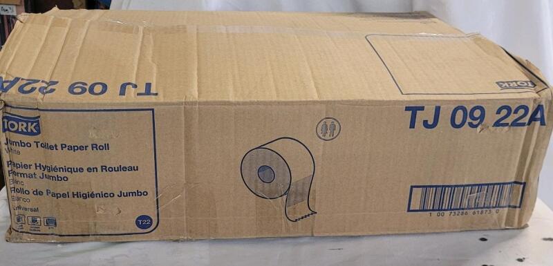 12 Rolls New Tork Jumbo 2-Ply Toilet Paper Rolls , White . 12 Rolls at 3.36"&times;1000ft.