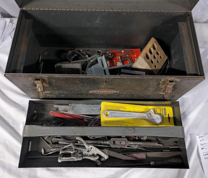 Vintage Craftsmen Toolbox with assorted Tools. Toolbox Measures 20" by 8.5" by 9.5"