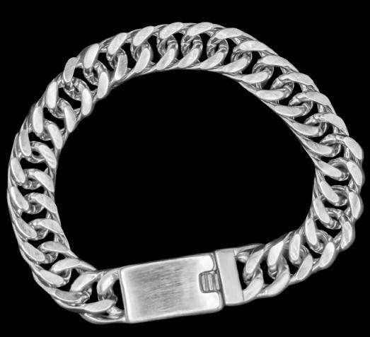 New Miami Cuban Link Chain Bracelet with Box Clasp #81 BB143W, 12mm &times; 8" Long