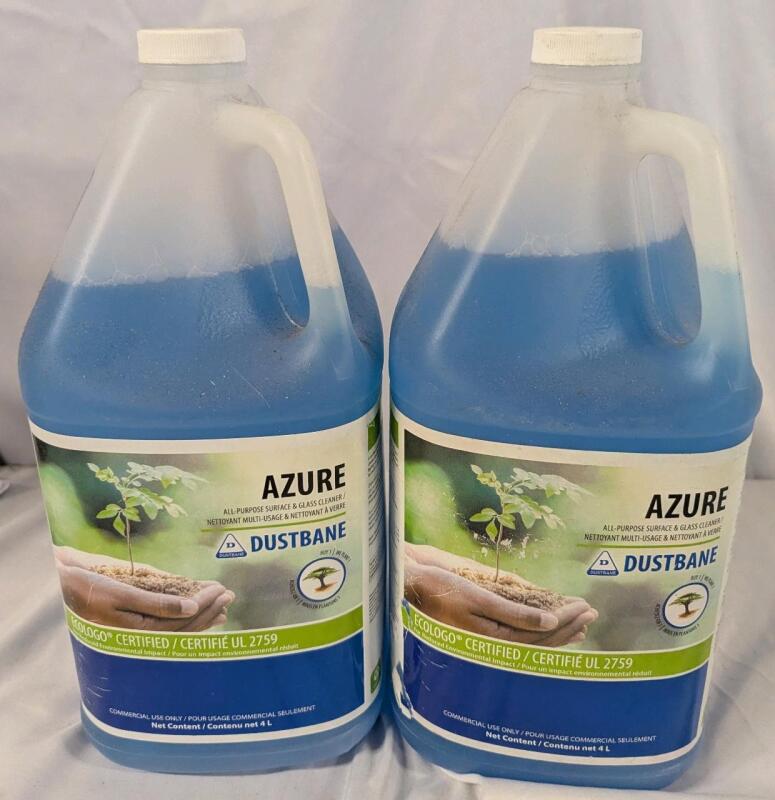 2 New Azure Dustbane Glass Cleaner 4L Jugs.