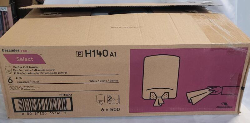 6 New Cascades Pro 2-Ply Center Pull Towels , White . 6 Rolls 500 Sheets 2-Ply Towels .