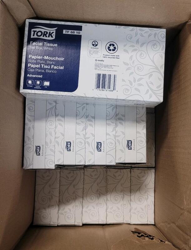 20 New Tork 2-Ply Facial Tissue Boxes , Flat Box . 100 Tissues Per Box .