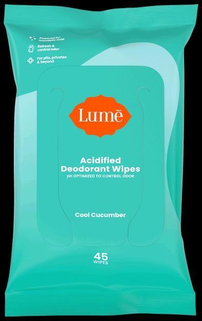 New LUME Cool Cucumber | Acidified Deodorant Wipes for Pits, Privates & Beyond, 45ct