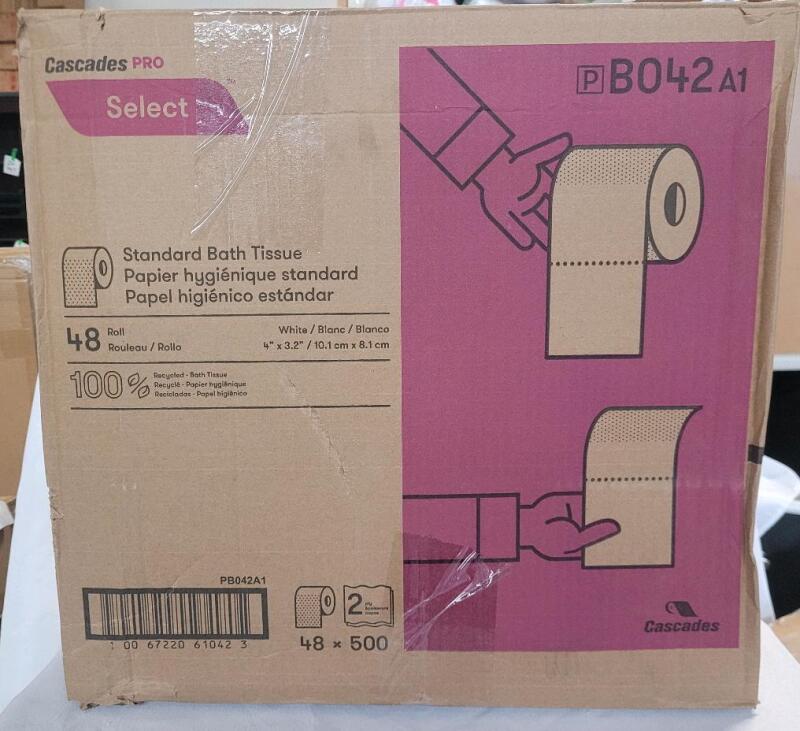 48 New Cascades Pro 2-Ply Standard Bath Tissue , White . 48 Rolls - 2-Ply Bath Tissue . Each Roll Individually Wrapped