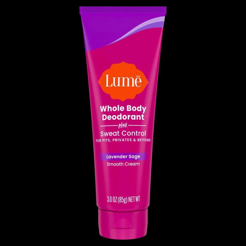 New LUME Lavender Sage | Whole Body Smooth Cream Deodorant + Sweat Control for Pits, Privates & Beyond, 85g